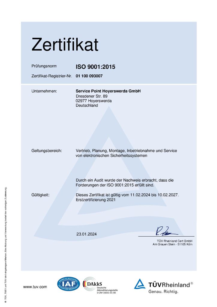 Zertifikat TÜV 2024